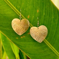 Bijoux fantaisie faits à la main, tortue de mer gravée en forme de cœur sur cordon perlé, boucles d'oreilles assorties pour femmes