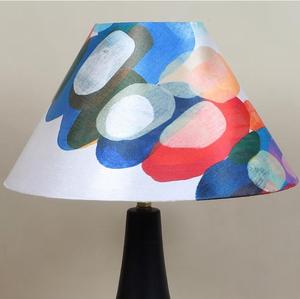 Midcentury Style Table Lamp with Multicolored Fabric Cone Shade Warm White LED <b>Light</b> for Bedroom Decorative <b>Lighting</b> - Product Image 2