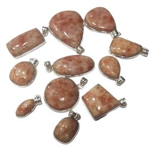 925 Sterling Silver Fine Pendentifs Charmes Coeur Motif Sunstone Lunette Réglage Incrustation Diamant Perle Style Religieux Cadeau Parfait - Product Image 1