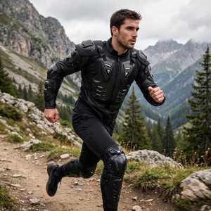 Chaqueta de Motociclista de Cuero Negra de Manga Larga para Hombre con Protección y Armadura - Product Image 5