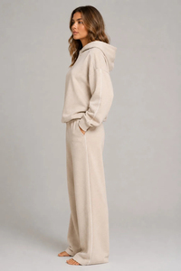 Conjunto Deportivo Gris con Capucha para Mujer, Manga Larga, Color Sólido, Pantalones con Cordón, Ropa Casual de Invierno, Transpirable, Algodón de Peso Medio, Estampado - Product Image 4