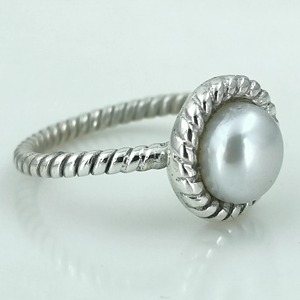 Anillo de perlas de agua dulce, plata de ley 925, regalo de joyería para ella, engaste de bisel, joyería de perlas hecha a mano - Product Image 2