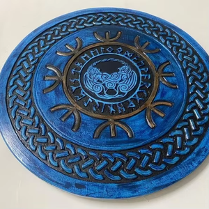 Bouclier rond en bois Viking de haute qualité, design nordique traditionnel, pour décoration et accessoires de costume - Product Image 6