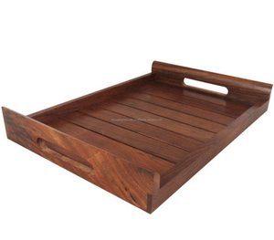 Bandeja de Servicio de Madera de Acacia de Diseño Creativo para Restaurante, Plato Rectangular de Bambú para Pastel de Bodas, Frutas, Bocadillos, Comida, Color Personalizado - Product Image 3