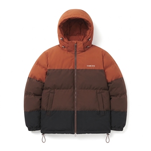 Blouson matelassé à capuche pour homme Hawk Eye, color block, épais, coupe-vent, décontracté, fermeture éclair sur le devant, logo - Product Image 2