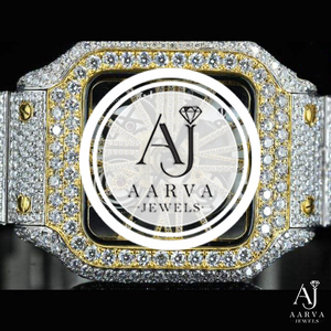 Reloj Mecánico de Esfera Cuadrada, Dos Tonos, Dorado y Plateado, Bisel con Diamantes de Imitación, Reloj de Pulsera para Hombre - Product Image 1