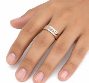 18K Rose <b>Gold</b> Diamond Geometric Signet <b>Ring</b> for Men High Polish Contemporary Luxury Wedding Party Daily Wear Gift Fine Jewelry R - Product Image 1