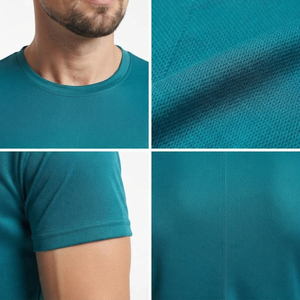 T-shirt de sport pour homme à manches courtes, col rond, respirant, séchage rapide, anti-UV, 100% polyester, idéal pour le yoga et l'entraînement - Product Image 6
