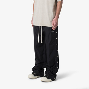 Men Nylon Panel Design Track <b>Pants</b> Elastic Waist Loose Straight Fit Contrast Piping Streetwear OEM Custom Manufacturing - Product Image 4