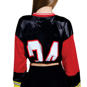 Jersey de Fútbol Americano Personalizado OEM para Mujer, Estilo Crop, Malla Transpirable, Corte Holgado, Manga Larga, Estilo Y2K, Ropa Urbana, Fabricante de Uniformes Deportivos - Product Image 2