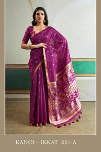 Sari en soie tissé à la main par un designer, avec des travaux de tissage, sari pour mariage, sari de soirée de créateur - Product Image 2