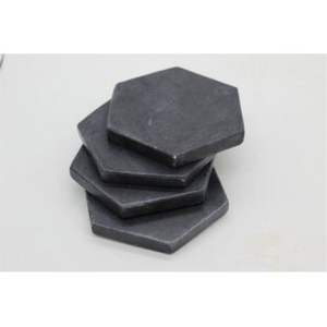 Sous-verres hexagonaux en fer personnalisés, polis à la main, en pierre savonneuse noire naturelle, pour boissons, vente en gros, cadeaux de mariage et fournitures hôtelières - Product Image 1