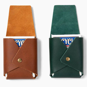 Leather Storage Poker <b>Box</b> Clubs Single Deck Playing Card Holder Travel Leather Card Deck Case - Product Image 1