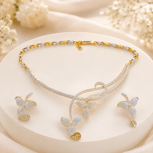 Conjunto de Collar Floral Moderno de Oro 14K con Diamantes CZ para Mujer, Joyería Premium para Bodas, Fabricante B2B - Product Image 2