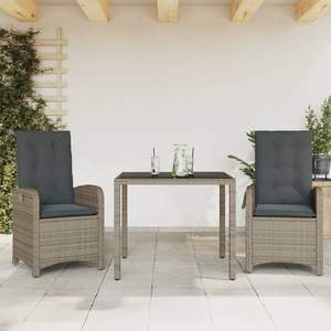 Conjunto de Comedor de Jardín de Ratán Sintético Gris con Reposabrazos Ajustables y Características Estándar - Product Image 1