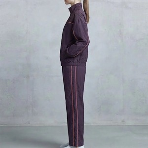 Conjunto deportivo informal de algodón/poliéster para mujer, chándal ajustado con cremallera para gimnasio, conjunto de dos piezas de largo completo. - Product Image 4