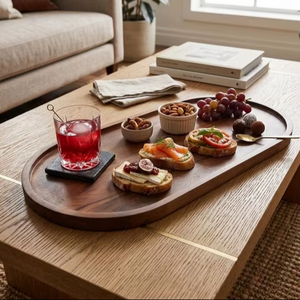 ถาดเสิร์ฟไม้คลาสสิก ทนทาน ผิวขัดเงา เหมาะสำหรับเสิร์ฟอาหารเช้า อาหารเย็น ของว่าง เครื่องดื่ม ใช้ในครัวและห้องรับประทานอาหาร - Product Image 1