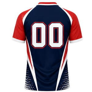 Customized Red Navy Blue White Sublimated Volleyball Jersey Short Sleeve Sports Apparel Team Match Game Shirt Tournament Wear - Product Image 2