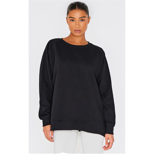 À la mode femmes surdimensionné sweat coton polaire tissu pull à manches longues coupe ample chaud hiver haut décontracté pour dames - Product Image 4