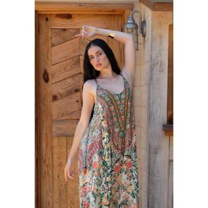 Womens <b>Boho</b> Floral Maxi <b>Dress</b> Sleeveless Spaghetti Strap V Neck Loose Fit Beach <b>Summer</b> <b>Dress</b> Ethnic Print Vacation Wear - Product Image 3