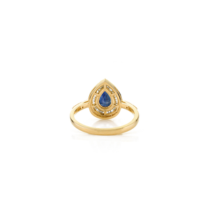 Bague de fiançailles double halo en saphir poire et diamants 14 carats - Product Image 6