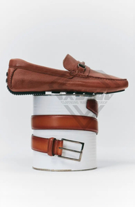 Ceinture en cuir véritable pour homme, fabrication sur mesure, luxe, marron, en cuir de vachette, ceinture classique pour affaires, boucle en métal, OEM - Product Image 3