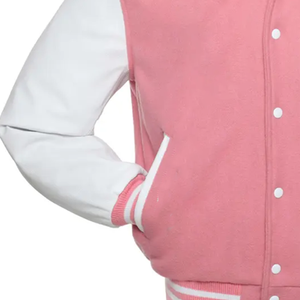 Vestes universitaires en laine rose en gros, vestes Letterman personnalisées avec logos grecs, streetwear pour sororités et fraternités, couleurs personnalisées - Product Image 2