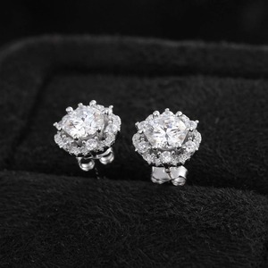 925 Sterling <b>Silver</b> Moissanite <b>Stud</b> Earrings Gift For Her Anniversary & Wedding - Product Image 4