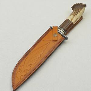 Cuchillo Bowie/de Caza de Acero Inoxidable con Hoja Fija y Funda de Cuero, Personalizable OEM, Venta al por Mayor, Tendencia en EE. UU. y Europa TARJ - Product Image 2