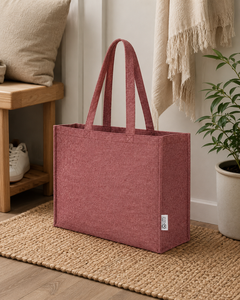 Custom Logo Maroon Recycled Cotton Melange Tote Bag 220 GSM Large Gusseted Reusable Shopping Bag Wholesale Manufacturer Exporter - Product Image 5