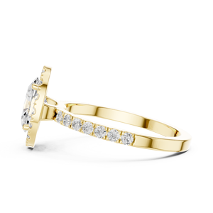 Luxury Oval Cut Halo Diamond Engagement <b>Ring</b> with Pavé Band Yellow Gold <b>Custom</b> Fine Jewelry Manufacturer - Product Image 4