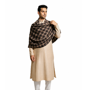 Bufanda de Lana a Cuadros para Hombre, Talla Grande, Marca Kriti International, con Flecos y Borlas, para Invierno, Suave, 500g, Teñida con Hilo, para Uso Casual - Product Image 5