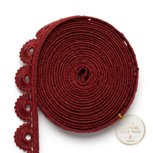 Velos de Novia de 10 mm, Color Borgoña, Geométricos, de Guipur, Ecológicos, de Lujo, Tradicionales, Simples, 100% Poliéster, Personalizables, OEM Disponible - Product Image 1