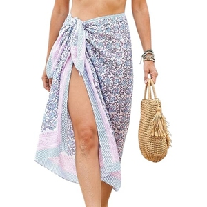 Coverup for Women - 100% Cotton Hand Block <b>Sarong</b> <b>Wraps</b> for Women Pareo Beach Cover Up Summer outfits - Product Image 2