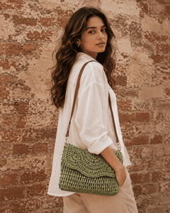 Sac bandoulière bohème tissé pour femmes et filles, pochette en paille avec fermeture éclair et sangle unique - Product Image 1