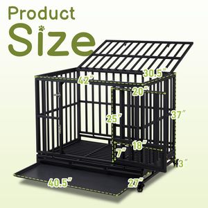Gabbia per Cani Robusta da 42 Pollici con Ruote Bloccabili, 3 Porte, per Cani di Taglia Media e Grande, Uso Interno, Vassoio Rimovibile, Opzioni Taglia XL/XL - Product Image 1