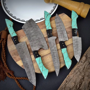 LEGACY BLADES Ensemble de couteaux de cuisine professionnels en acier Damas à 67 couches, 5 pièces, forgés à la main, couteaux de chef ambidextres, manche intégral en résine - Product Image 4