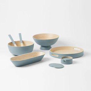 Spun Bamboo Serving Bowl Set with <b>Tray</b> and Utensil Kitchenware Bamboo Salad Servers Food Fruit Dining Table made in Vietnam - Product Image 2