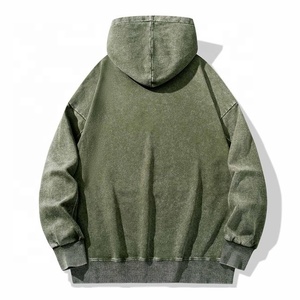 Sudadera con capucha extragrande desgastada para hombre personalizada, ropa de calle lavada con ácido desteñida al sol con nuevo diseño teñido liso para invierno - Product Image 2