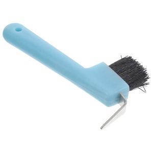 Outil professionnel de nettoyage des sabots de cheval à double fonction : pioche et brosse à récurer, avec noyau en fer robuste, corps en plastique et poignée ergonomique. - Product Image 2