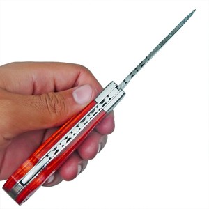 Cuchillo Plegable de Acero Damasco Nordic Forge con Mango de Madera Pakka, Funda, Cuchillo de Bolsillo EDC para Caza, Camping, Cuchillo de Grado Industrial - Product Image 4