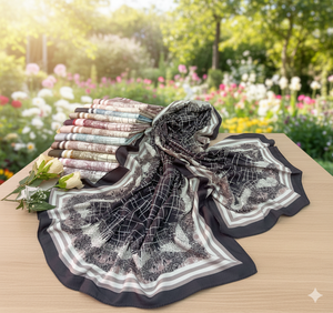 Conjunto de Bufandas de Pashmina con Estampado Floral y Geométrico de Mezcla de Seda Premium - Colección de Hijabs y Pañuelos Ligeros de Lujo para Mujer - Product Image 3