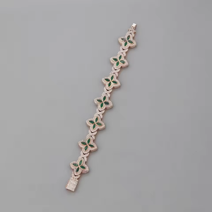 Bracelet Fleur Fantaisie en Or 18 carats avec Moissanite, Sertissage Pavé, Coupe Ronde Brillante, Monture Bezel, Chaîne à Maillons, Bijou - Product Image 2