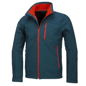 Veste softshell pour homme, doublée en polaire, coupe-vent, résistante à l'eau, fermeture éclair contrastée, veste d'extérieur, bleu turquoise, bleu pétrole, OEM personnalisé - Product Image 1