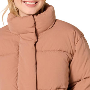 <b>Cropped</b> <b>Puffer</b> <b>Jacket</b> Women's Winter Casual Solid Color Polyester Shell Turtleneck Lantern Sleeve Thick Fit Windproof Outerwear - Product Image 5