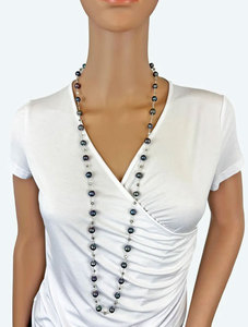 Hermoso Collar de Perlas Negras de Varias Capas, Collar de Perlas Oscuras con Cuentas, Joyería Boho, Regalo de Moda para Mujer - Product Image 5