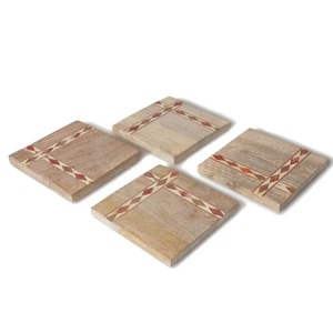 Sous-verres carrés en bois, design moderne, antidérapants, écologiques, durables, faits à la main pour la cuisine et la salle à manger - Product Image 5