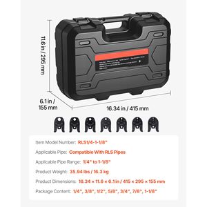 Set di 7 ganasce a pressione da 1/4'' a 1-1/8'' per HVAC/R ad alta pressione, compatibili con utensili a pressione standard per tubi in rame RLS - Product Image 4