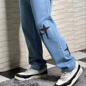 Pantalones vaqueros de mezclilla azul cielo personalizados, unisex, tallas grandes, informales, transpirables, 100% algodón, con efecto lavado a la arena, estampado cruzado, OEM, tipo cargo. - Product Image 1