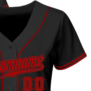 Camiseta de Béisbol Negra y Roja para Hombre, con Botones al Frente, Uniforme Deportivo Ligero para Práctica y Juego - Product Image 4